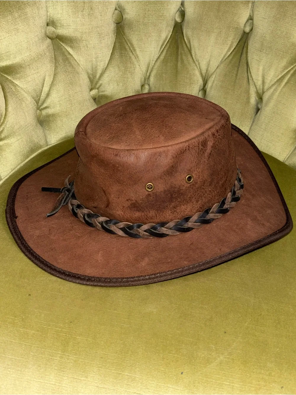 Barmah Squashy Bronco Hat Cattle Leather Made In USA Brown - Large 57